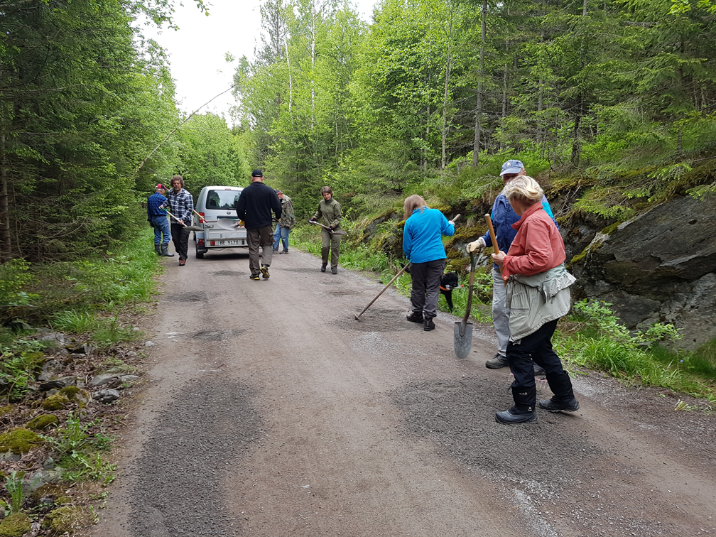 Veiarbeid i skogen under dugnad 2017