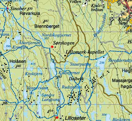 Kart over Dalbekk og området rundt