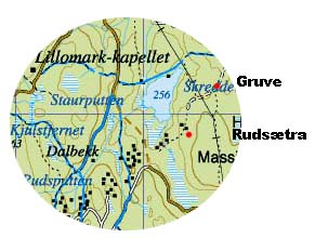 Kart som viser veien til den gamle gruva